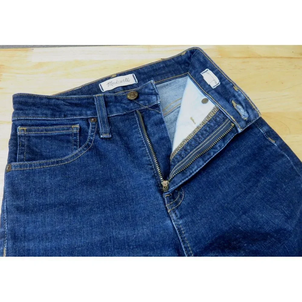 Womens Madewell Curvy High Rise Skinny Jeans Size 24 Dark Wash Blue Denim Pants‎